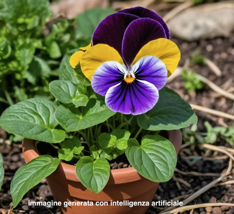 Viola del pensiero in vaso